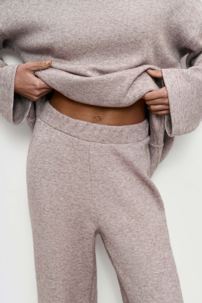 Брюки широкие из теплого трикотажа (XS/S, кофейный)