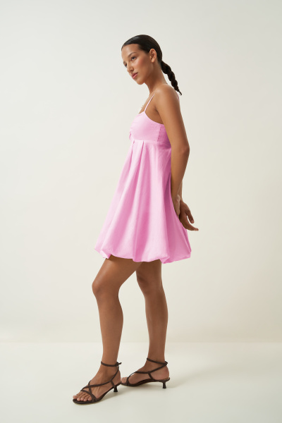 Платье баллон на лямках (розовый) (S) 