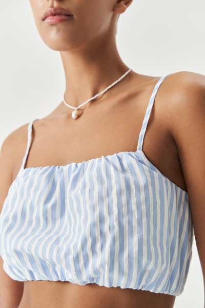 Блузка типа "топ" на бретелях в полоску (голубой) (M) 
