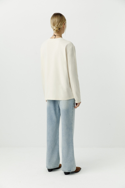 Лонгслив базовый из хлопка (кремовый) (L) 