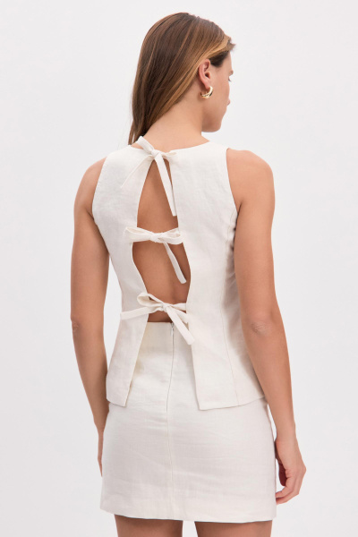 Топ с завязками изо льна (молочный) (XS)