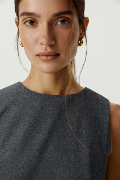 Платье-футляр без рукавов (темно-серый меланж) (XS) 