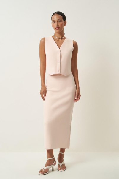 Жилет вязаный в классическом стиле (кремовый) (XS)