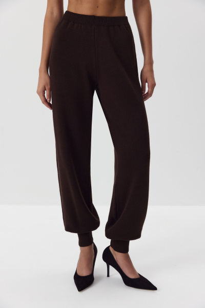 Брюки - джоггеры вязаные с шерстью (шоколадный) (M) 