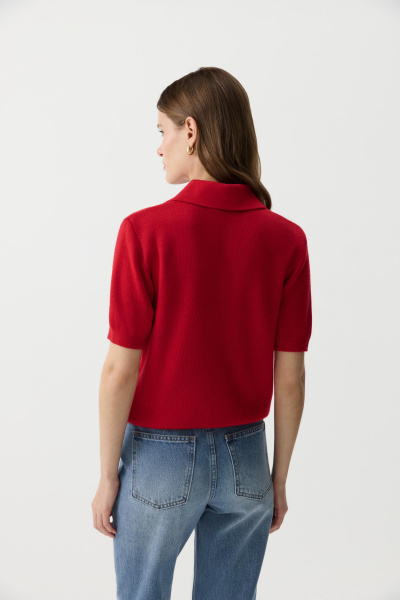 Футболка-поло вязаная (Красный) (M) 