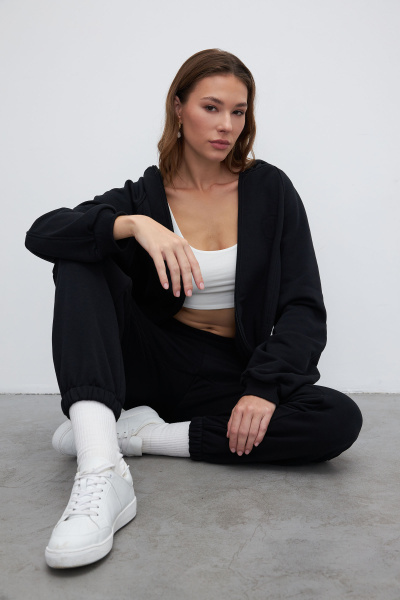 Джоггеры на резинке (XS/S, черный) 