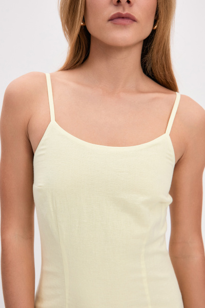 Платье мини изо льна (желтый) (XS)