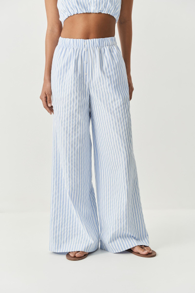 Брюки полоска с гульфиком (голубой) (S)