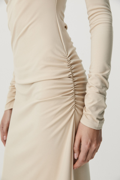 Платье макси со сборками из вискозы (бежевый) (XS)