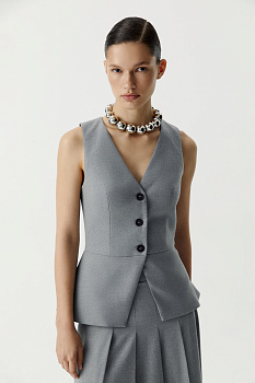 Жилет приталенного силуэта (серый меланж)