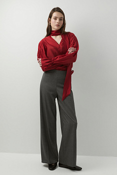 Брюки классические без пояса (темно-серый меланж)