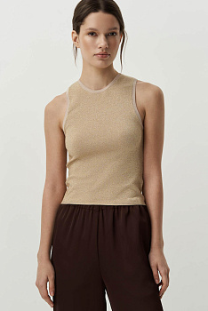 Топ из вискозы с металлизированной нитью (бежевый)