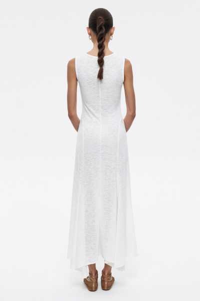 Платье макси из полупрозрачного трикотажа с клиньями (L, молочный) 2207