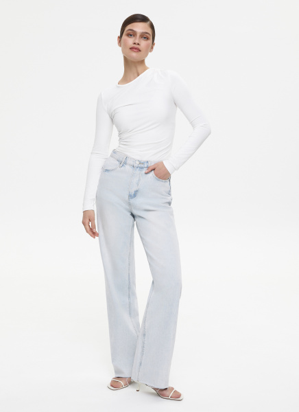 Джинсы с необработанным низом/Denim pants with raw edge (27/S, светло-голубой/light blue) 2869