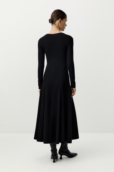 Платье с рельефными швами с длинным рукавом (черный) (XS) 