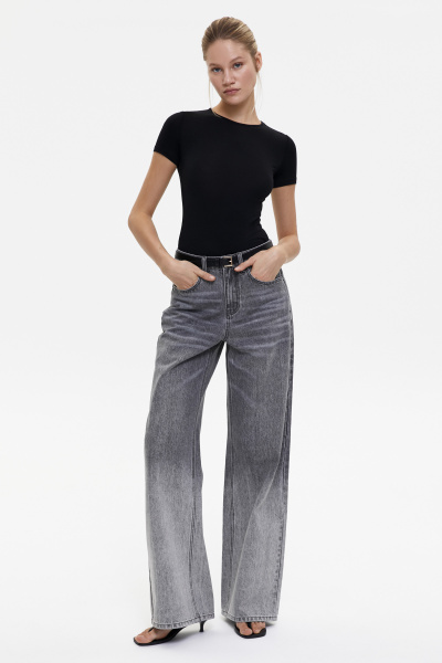 Джинсы широкие с градиентом/Denim pants with gradient (26/XS, серый/grey) 2775