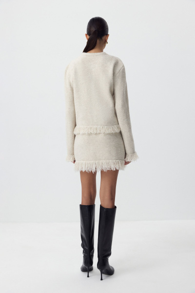 Юбка мини с бахромой (бежевый) (M) 