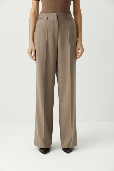 Брюки из костюмной ткани (светло-коричневый меланж) (XS) 