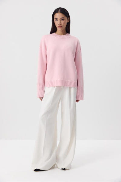 Джемпер из мериносовой шерсти с круглым вырезом (Розовый) (one size) 