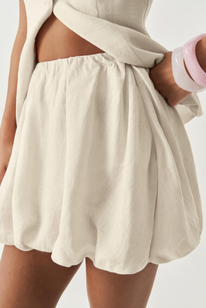 Юбка-баллон мини изо льна (ванильный) (XS)