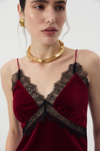 Топ из бархата с кружевом (Винный) (M) 