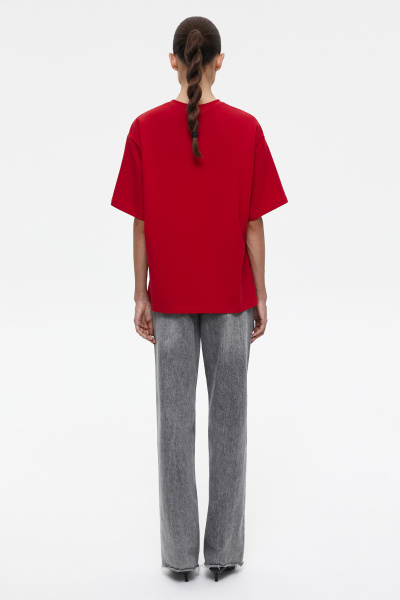 Футболка оверсайз со стразами Rose (M/L, алый) 2202