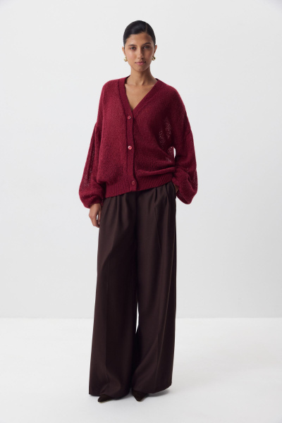 Кардиган ажурной вязки (винный) (one size) 