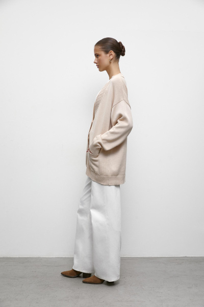 Кардиган из хлопка (one size, бежевый) 2182