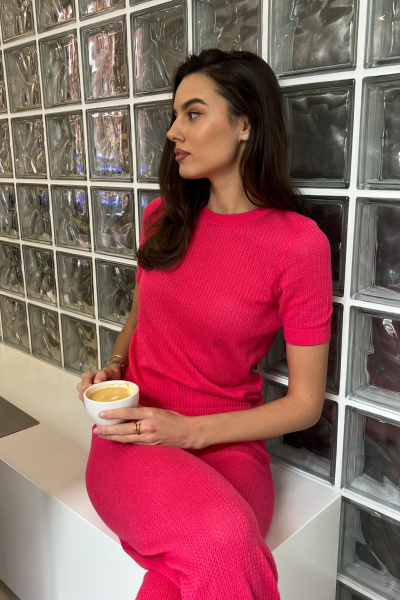 Футболка ажурной вязки (XS, фуксия)