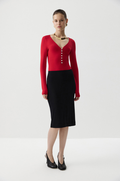 Боди из вискозы с длинным рукавом (Алый) (S) 