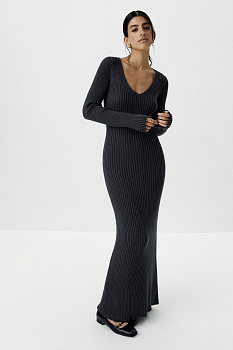 Платье миди вязаное (антрацит)