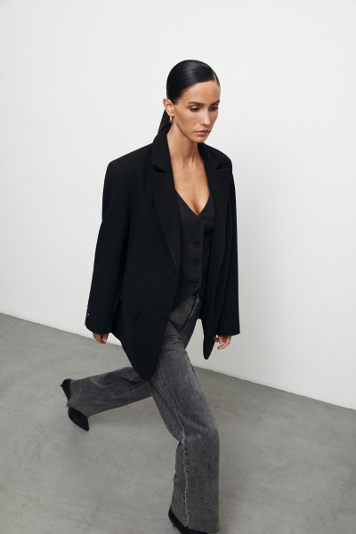 Пиджак из пальтовой ткани (M/L, черный) 2159