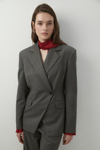 Пиджак однобортный приталенный (темно-серый меланж) (XS) 