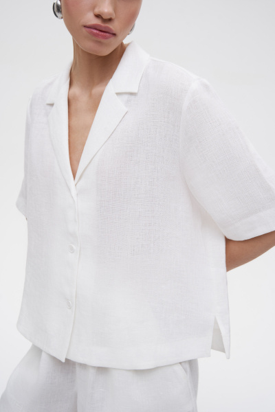 Рубашка с коротким рукавом изо льна (M/L, молочный) 2207