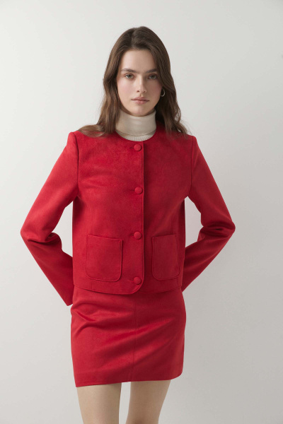 Жакет из замши (красный) (M) 