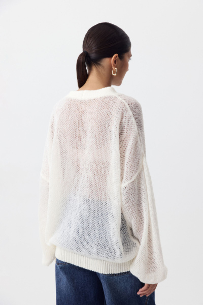 Кардиган ажурной вязки (молочный) (one size) 