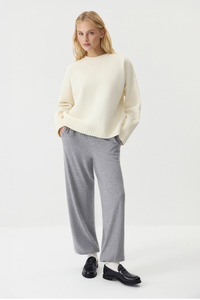 Джемпер из шерсти мериноса с круглым вырезом  (Ванильный) (one size)