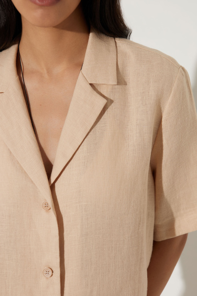 Рубашка с коротким рукавом изо льна (M/L, бежевый) 2183