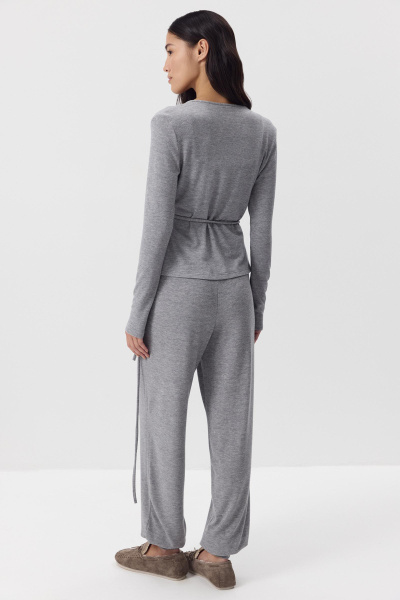 Кардиган с завязками из мягкого трикотажа (Серый) (M) 