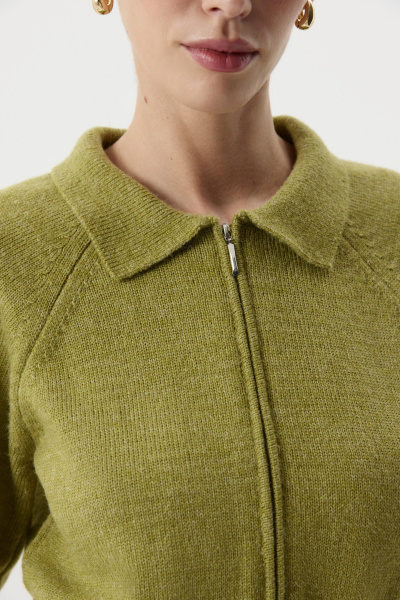 Кардиган на молнии  с шерстью альпаки (Оливковый) (XS) 