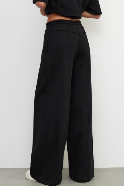 Брюки на резинке с рельефными швами (XS/S, черный) 