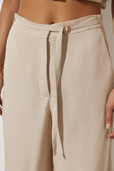 Брюки палаццо изо льна (L, бежевый) 2183