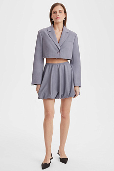 Жакет укороченный в гранжевом стиле (серый меланж)