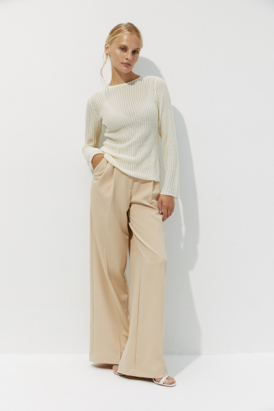 Джемпер фактурной вязки из вискозы (M, кремовый) 2177