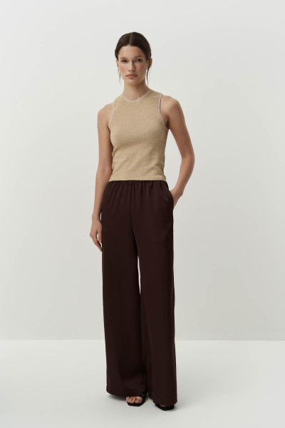 Топ из вискозы с металлизированной нитью (бежевый) (S) 