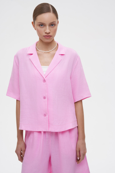 Рубашка с коротким рукавом изо льна (M/L, барби) 2169