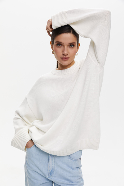 Свитер оверсайз из хлопка (one size, молочный)