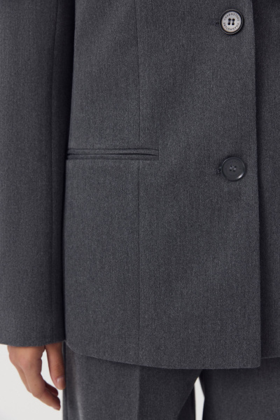 Пиджак без лацканов (серый меланж) (M) 