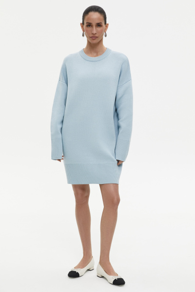 Платье мини вязаное (one size, голубой) 1741