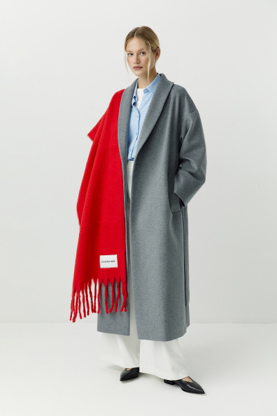 Шарф объемный с бахромой (красный) (one size) 